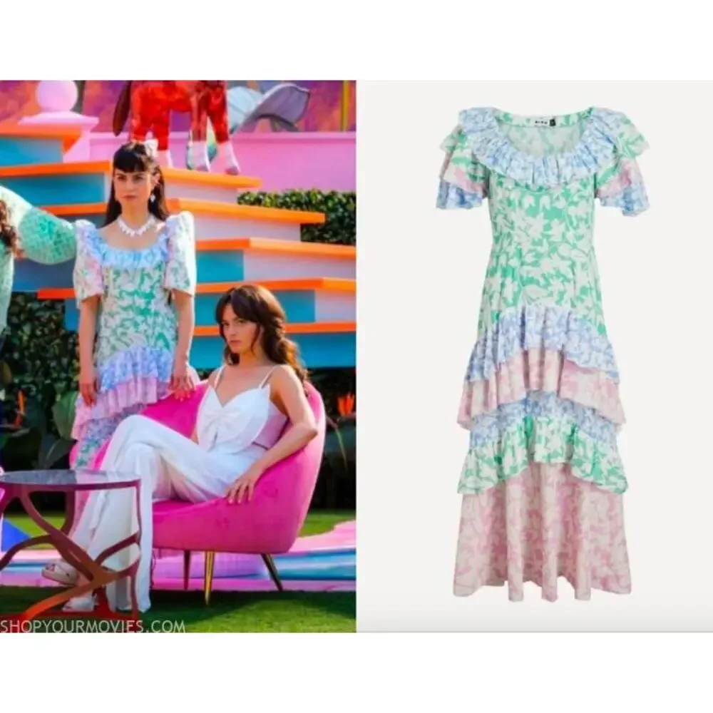 Blogger Fav Rixo Benita Printed Dress worn by Ana Cruz Kayne in Barbie - Picture 1 of 13